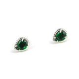 925 Sterling Silver Emerald-Color Zircon Teardrop Stud Earrings