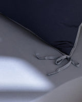 Double 100% Cotton Washed Duvet Cover Set with Tie Closure - Blue/Navy
