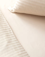 King Size 100% Cotton Striped Sateen Duvet Cover Set, Gold