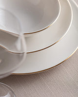 New Bone China 6-Person Dinner Set - White & Gold Elegance