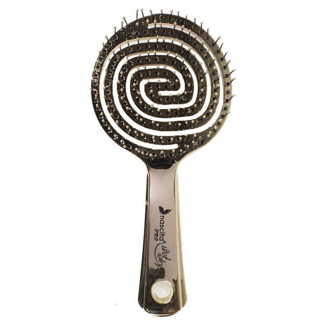 3D Flexi Detangling Hair Brush - Gold Finish - TryAladdin