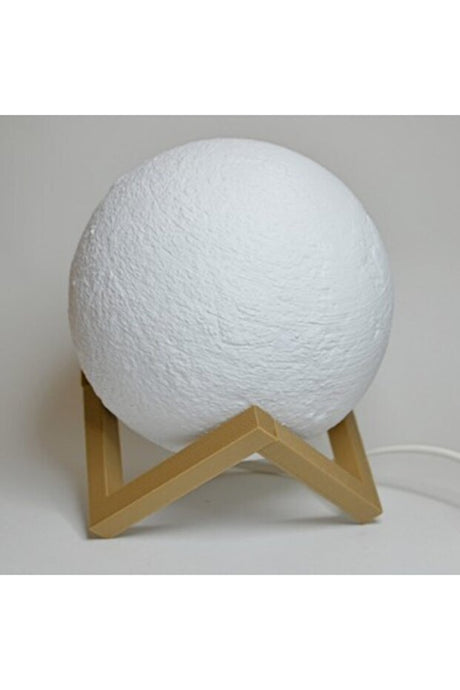 3D Moon Lamp with Wooden Stand - 12 cm LED Night Light - TryAladdin