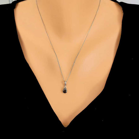 Premium Sterling Silver Onyx Teardrop Necklace
