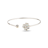 Sparkling Stone Bangle - Fortuna Four-Leaf Clover Luck Motif