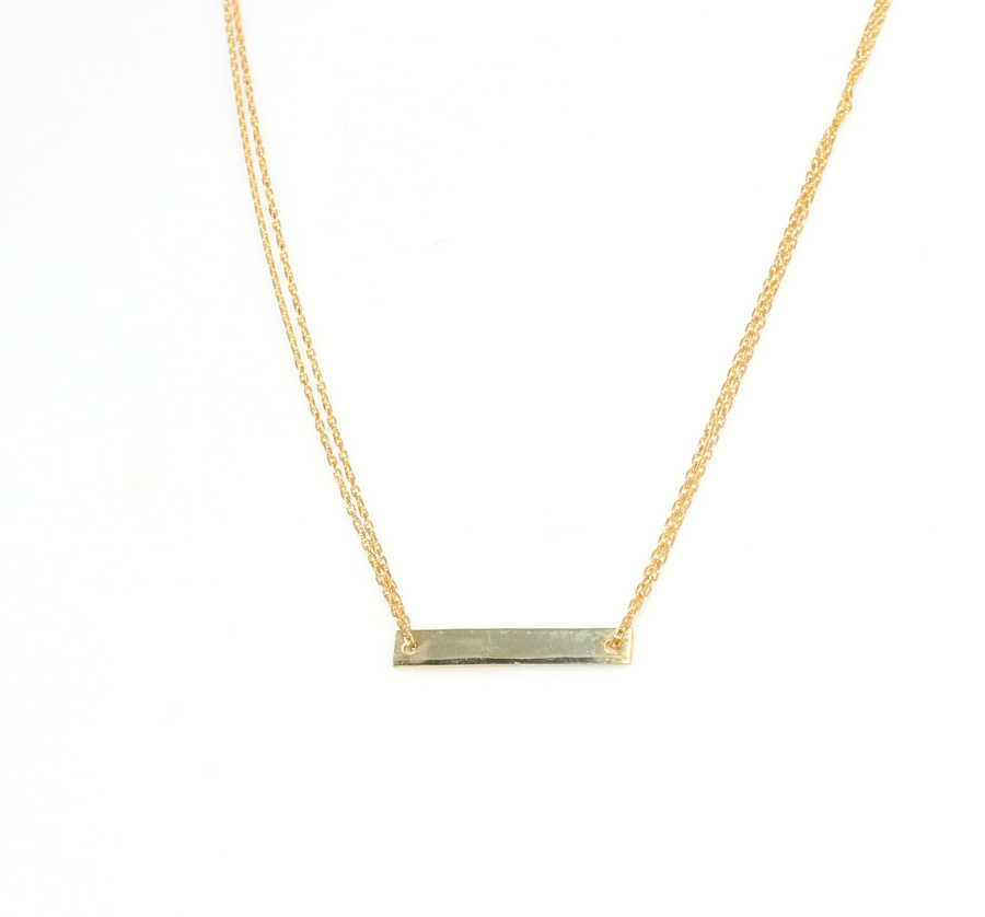 925 Sterling Silver Double Chain Plate Necklace - Modern Minimalist