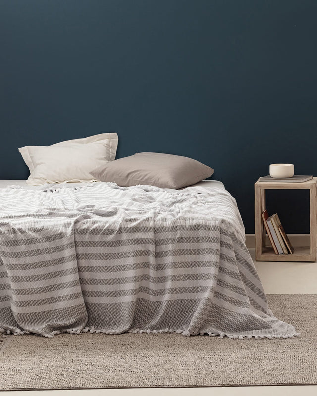 Sheryl Double Bedspread Coverlet Set - White Gray Quilted Bedding