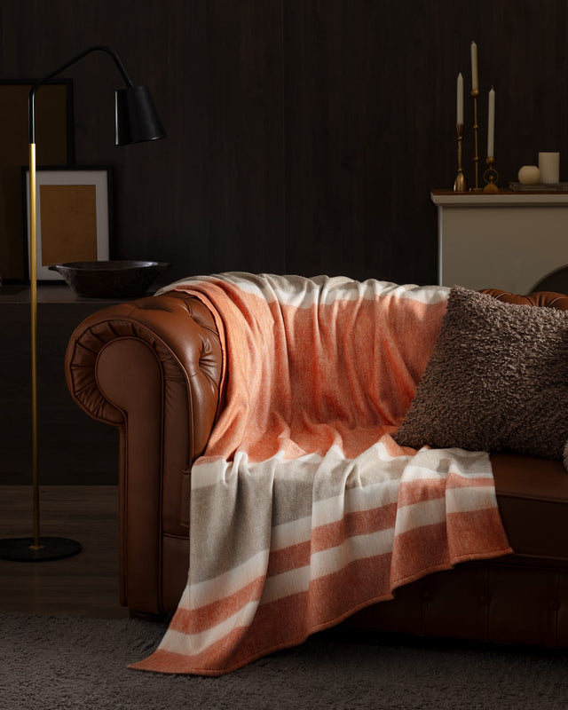 Soft Knit Throw Blanket for Sofa and Couch - Terracotta
