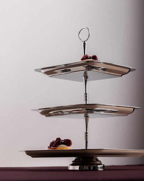Stainless Steel 3-Tier Cake Stand - Modern Silver Finish