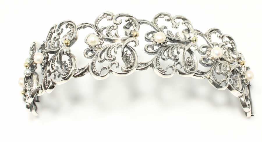 Sterling Silver Pearl Bracelet - Antique Byzantine Constantinople