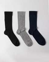Men's Viscose Blend Ankle Socks - Black and Gray, 3-Pair Pack