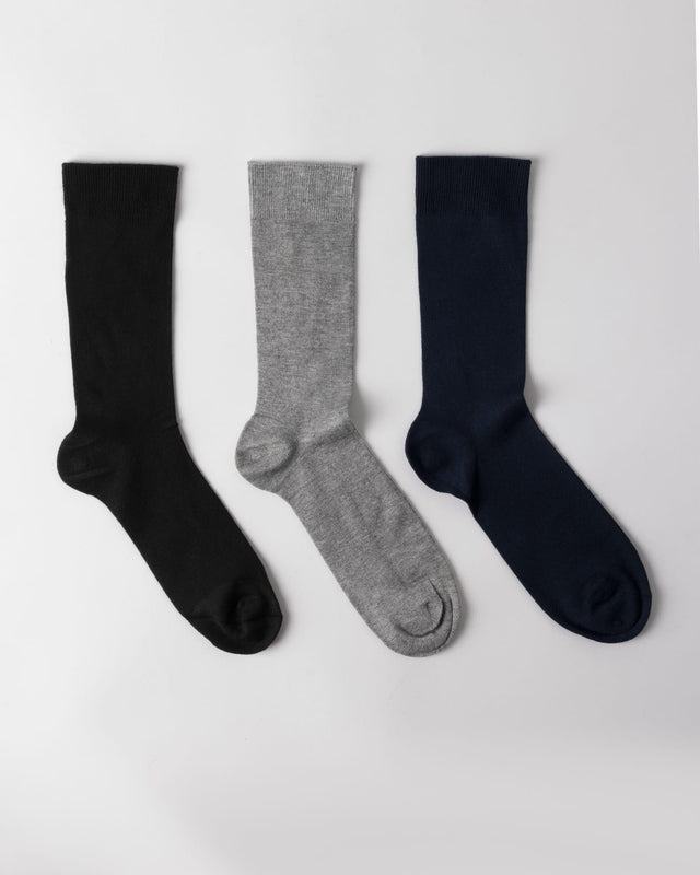 Men's Viscose Blend Ankle Socks - Black and Gray, 3-Pair Pack