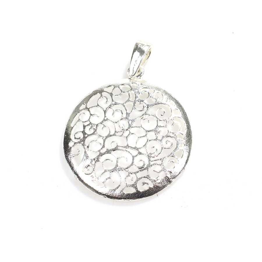 Elegant 925 Sterling Silver Filigree Openwork Pendant Charm