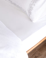 Washed Seersucker Embroidered Double Duvet Cover Set