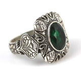 Professional Sterling Silver Emerald Square Men's Ring