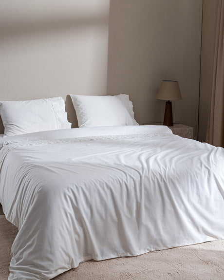 Modena Embroidered 100% Cotton Double Duvet Cover Set