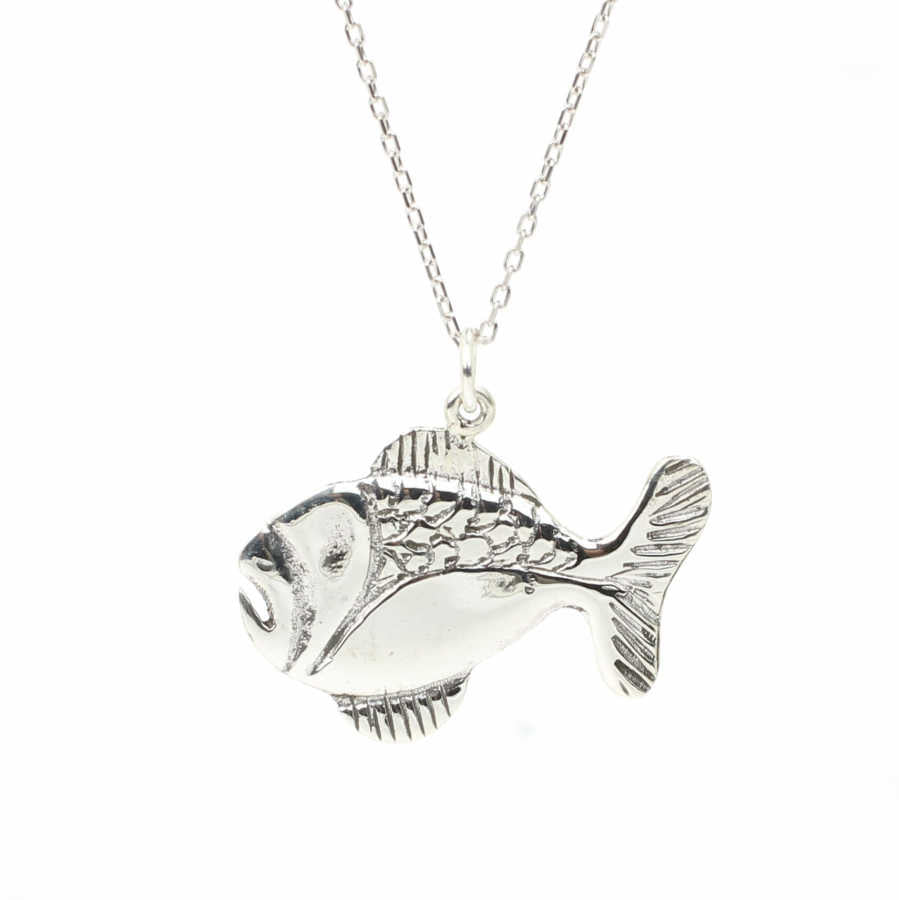 925 Sterling Silver Fish Charm Necklace - Nautical Ocean Pendant