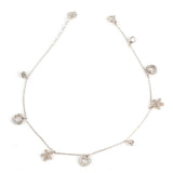 925 Sterling Silver Delicate Heart & Star Anklet with Zircon