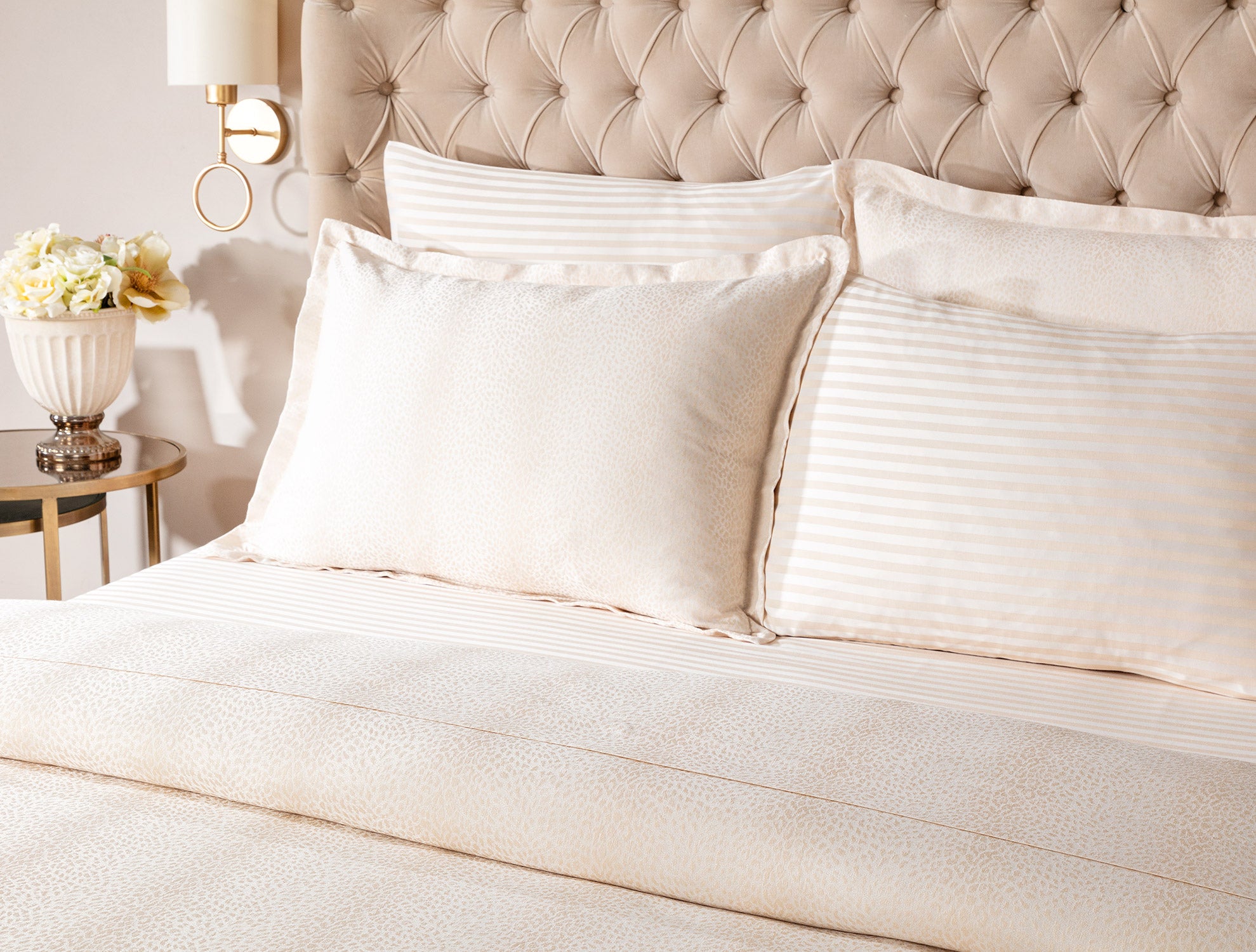 King Size Gold Jacquard Satin Duvet Cover Set