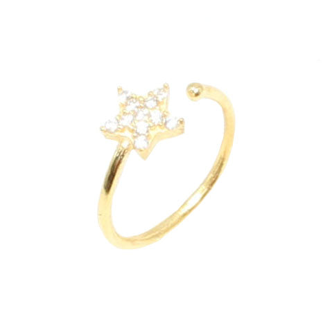 Premium 925 Sterling Silver Tiny Star Stone Ring Yellow