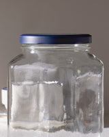 Square Glass Food Storage Container - Blue & White - 1600 ml