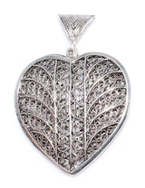 925 Sterling Silver Cast Filigree Heart Pendant - Timeless Design