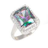 Sterling Silver Mystic Topaz & Zircon Rectangular Entourage Ring
