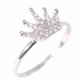 925 Sterling Silver Crown Ring - Elegant Zircon Embellishment