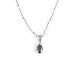 Sterling Silver Small Oval Black Onyx Pendant Necklace - Timeless Elegance