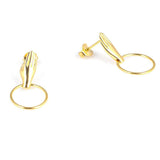 Elegant 925 Sterling Silver Hand Holding Hoop Earring Yellow Gold Plated