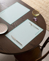 4 - Piece White & Mint Green Placemat Set for Dining Table - TryAladdin