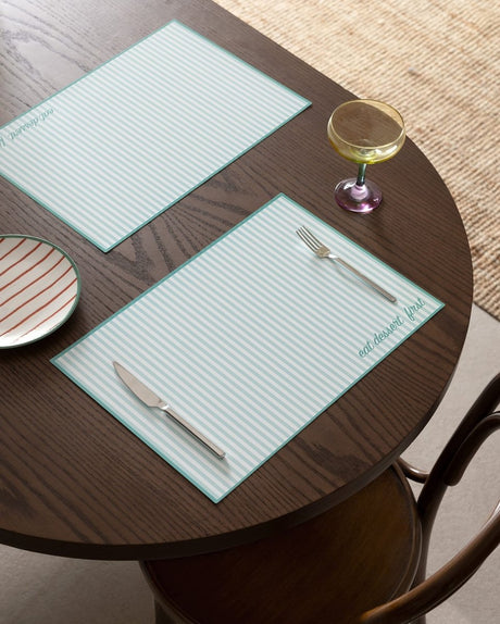 4 - Piece White & Mint Green Placemat Set for Dining Table - TryAladdin