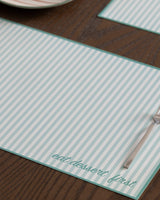 4 - Piece White & Mint Green Placemat Set for Dining Table - TryAladdin