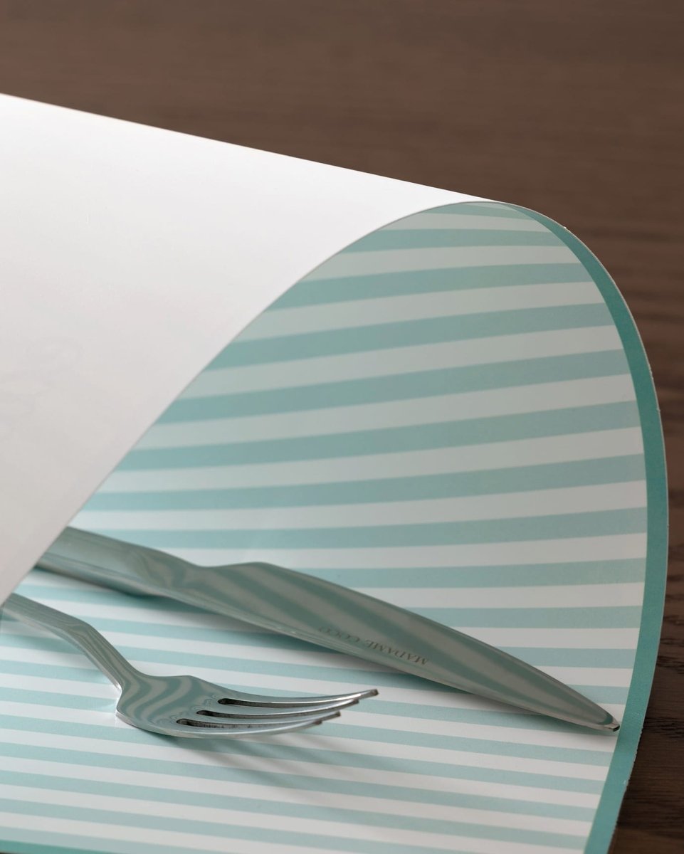 4 - Piece White & Mint Green Placemat Set for Dining Table - TryAladdin