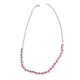 Premium 925 Sterling Silver Pink Stone Waterfall Necklace