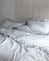 Cotton Blend King Size Duvet Cover Set - Ruffled Yarn Dyed