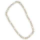 925 Sterling Silver Hollow Figaro Chain Necklace with Amethyst Zircon Clasp