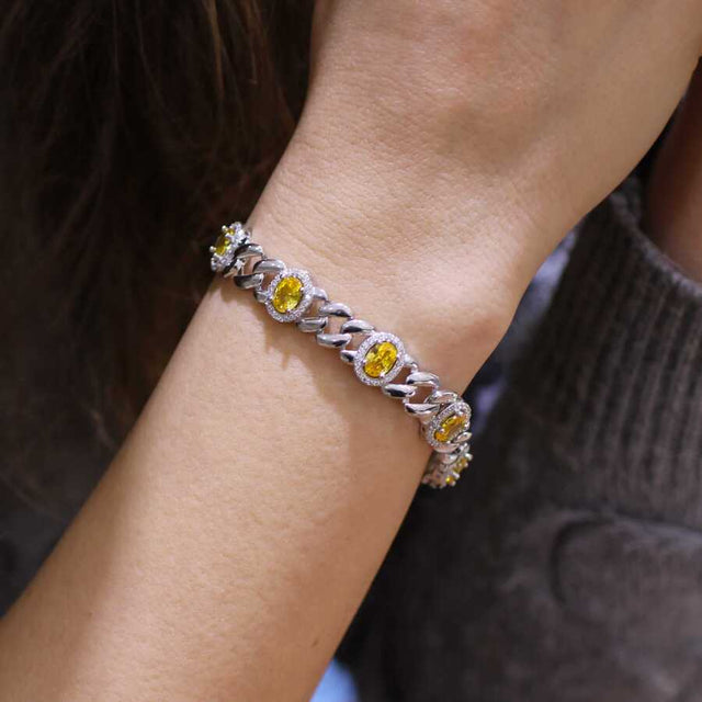 Premium 925 Sterling Silver Eight Stone Citrine Bracelet