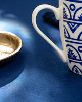 New Bone China Mug - Sophisticated Blue & White Perla Pattern