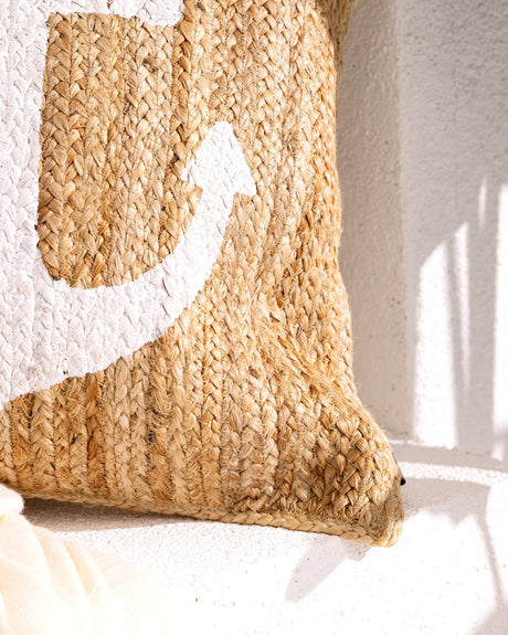 Cotton Jute Blend Cushion Cover - Natural Textured Versailles