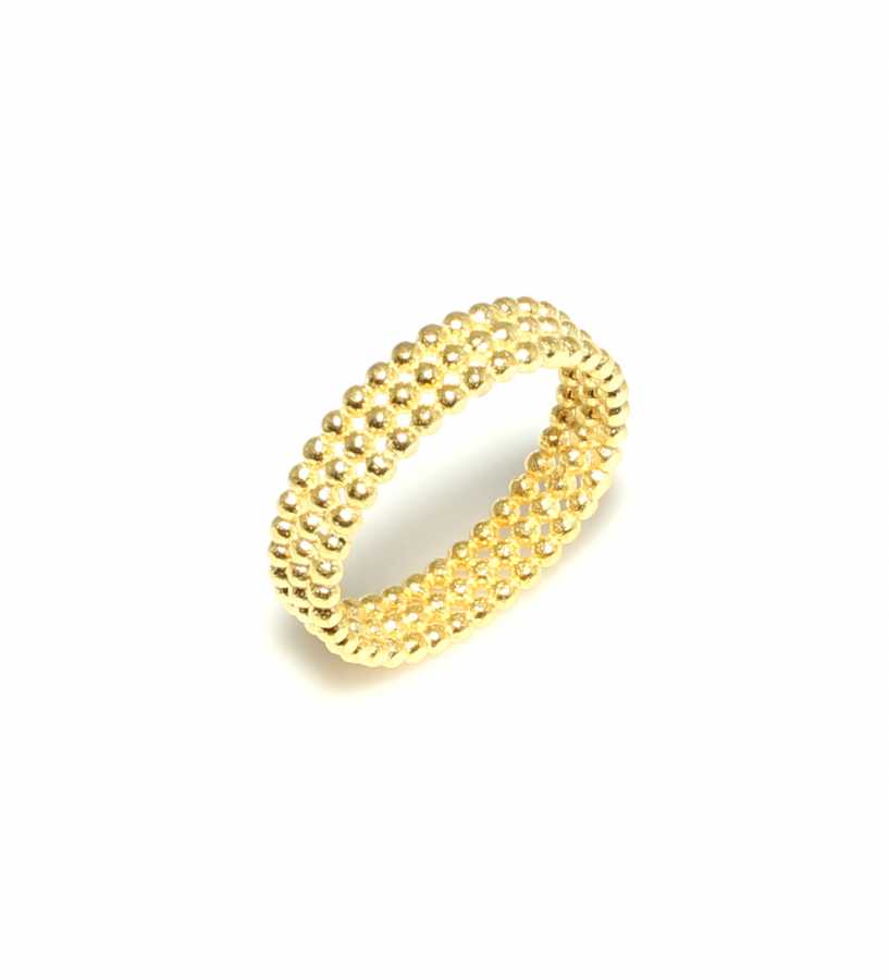 925 Sterling Silver 3-Row Bubble Ring - Wedding Band Style