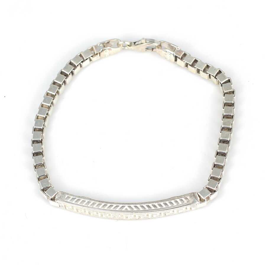 Professional 925 Sterling Silver Greek Pattern Link Bracelet