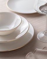 New Bone China 6-Person Dinner Set - White & Gold Elegance