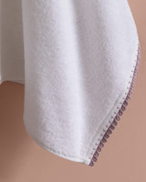 100% Cotton Crocheted Face Towel - White & Lilac