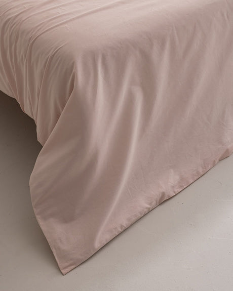 100% Cotton Ranforce Double Duvet Cover Set - Powder Pink