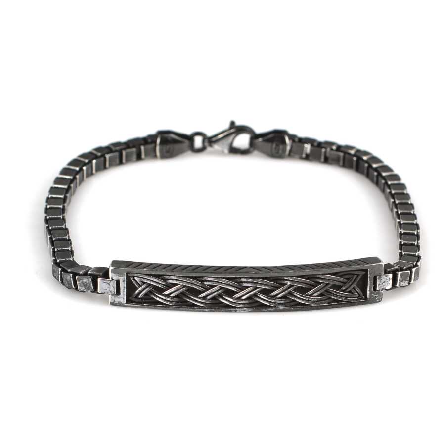 Elegant 925 Sterling Silver Cube Chain Bracelet - Braided Motif
