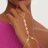 Řetízek na ruku ze stříbra s růžovým zlatem – minimalistický Swarovski krystal
