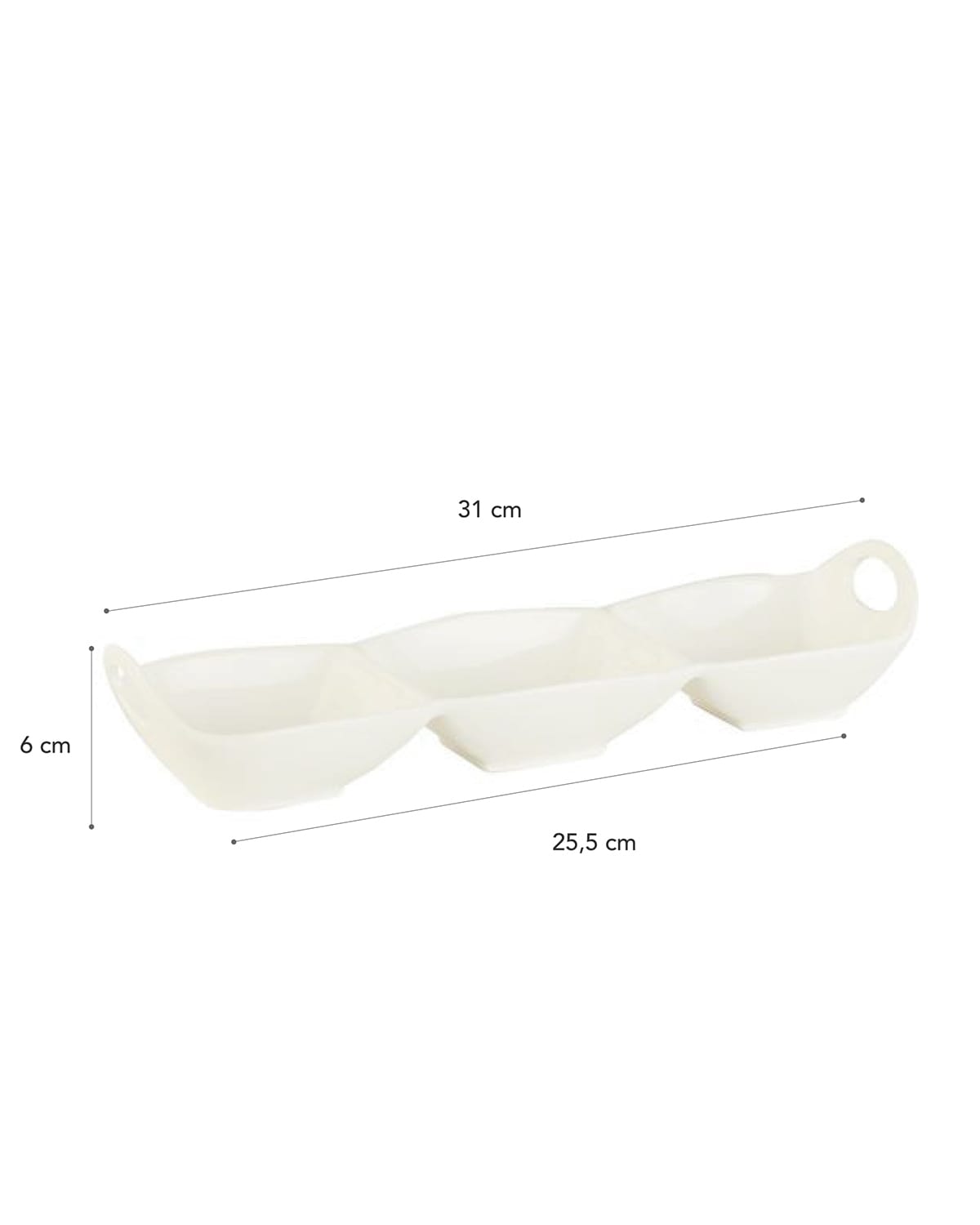 New Bone China 3-Compartment Serving Platter - Modern Minimalist Design