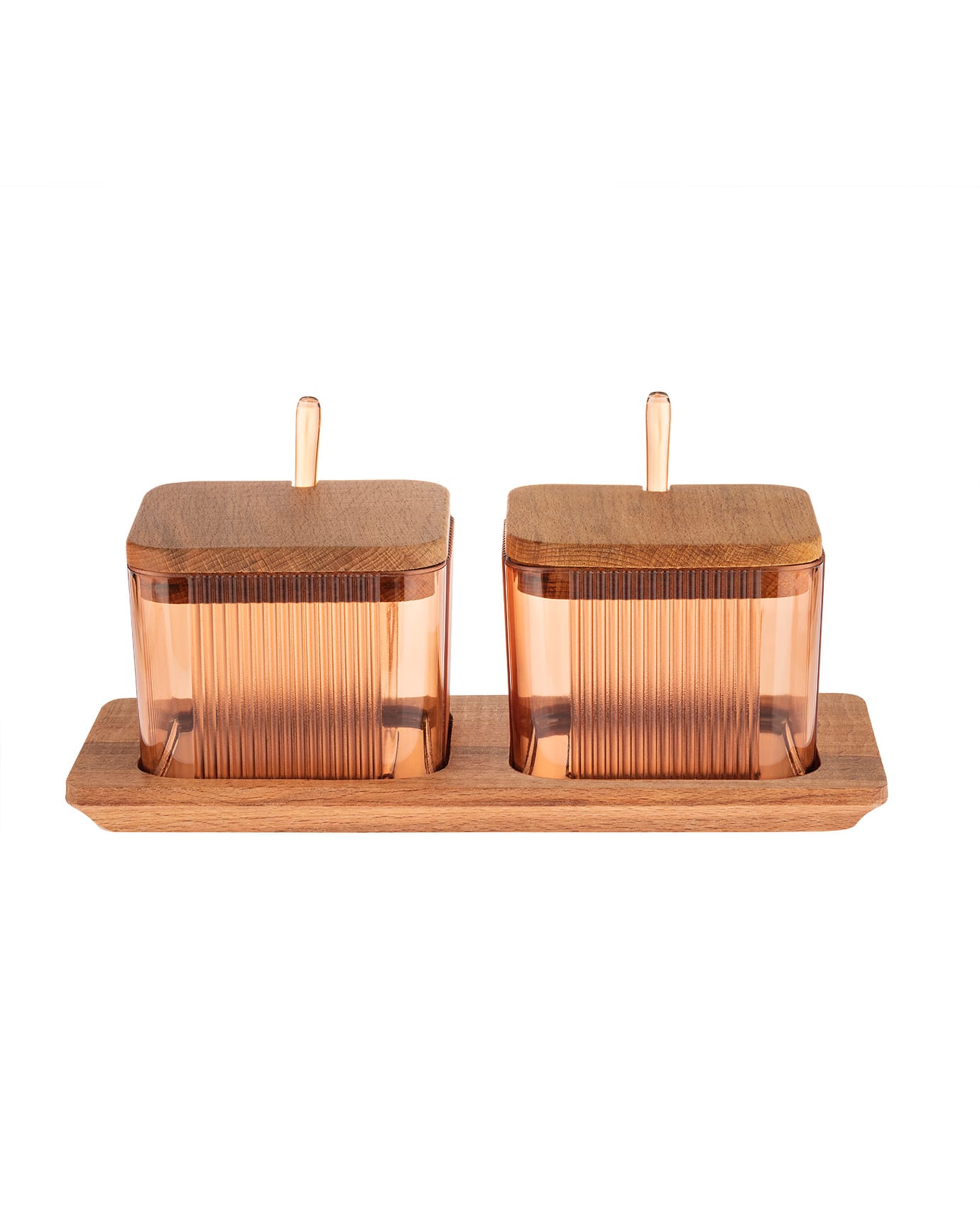 2-delige kruidenpotset met houten deksels - Keukenvoedselopslagcontainers