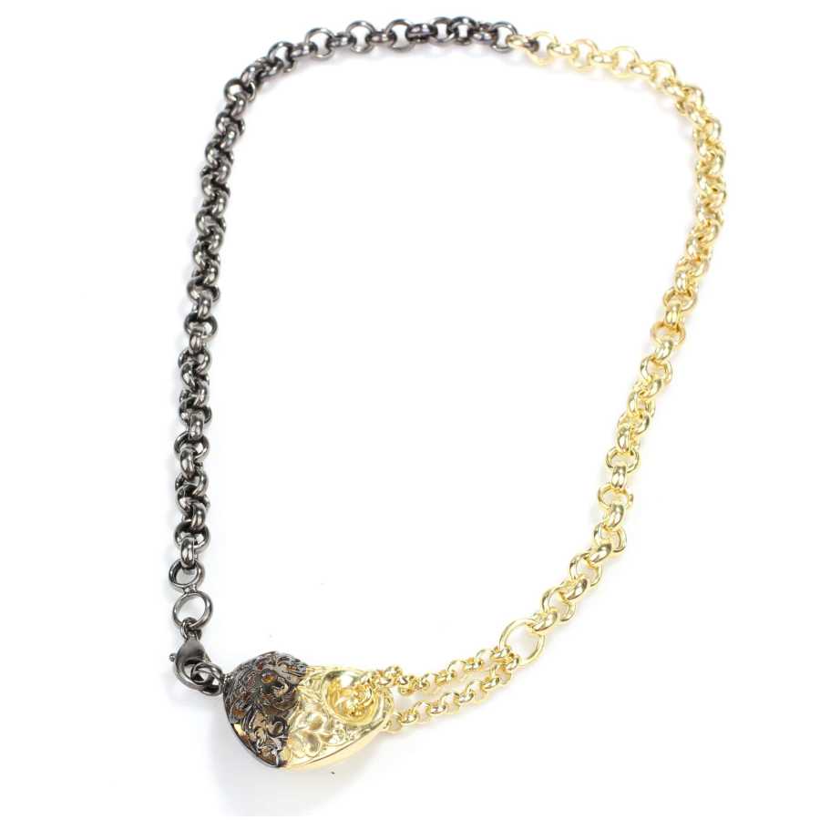 Premium 925 Sterling Silver Dual Tone Double Chain Heart Necklace