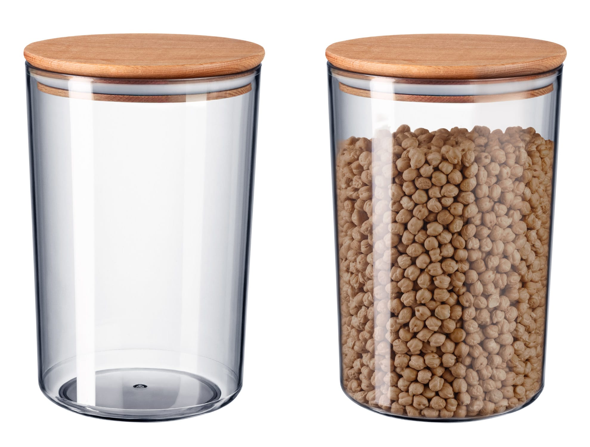 Luftdichte Lebensmittelbehälter mit Holzdeckeln – 2300 ml, 2er-Set